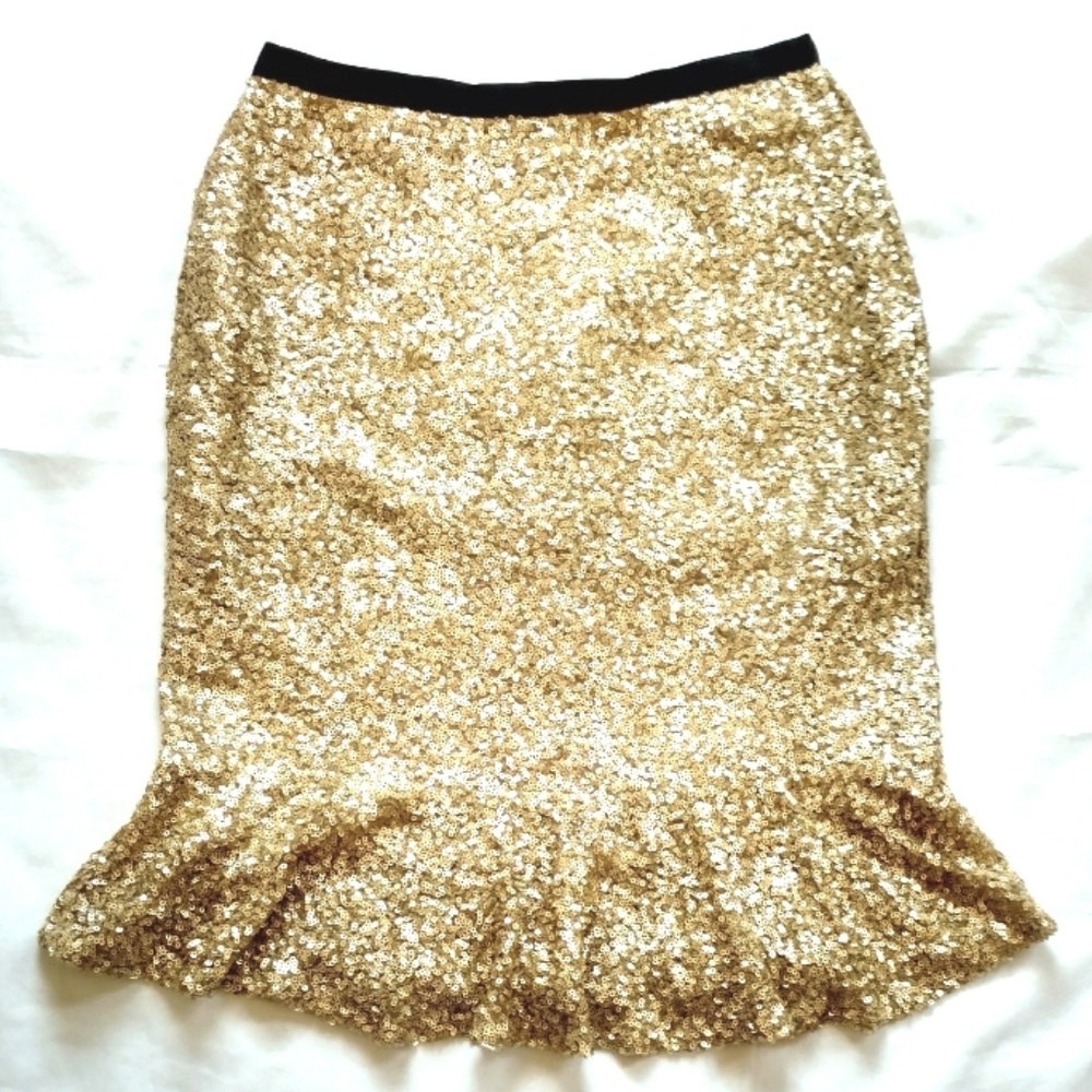 Gianni Bini Tiny Good Sequin Skirt Ruffled Hem XS
